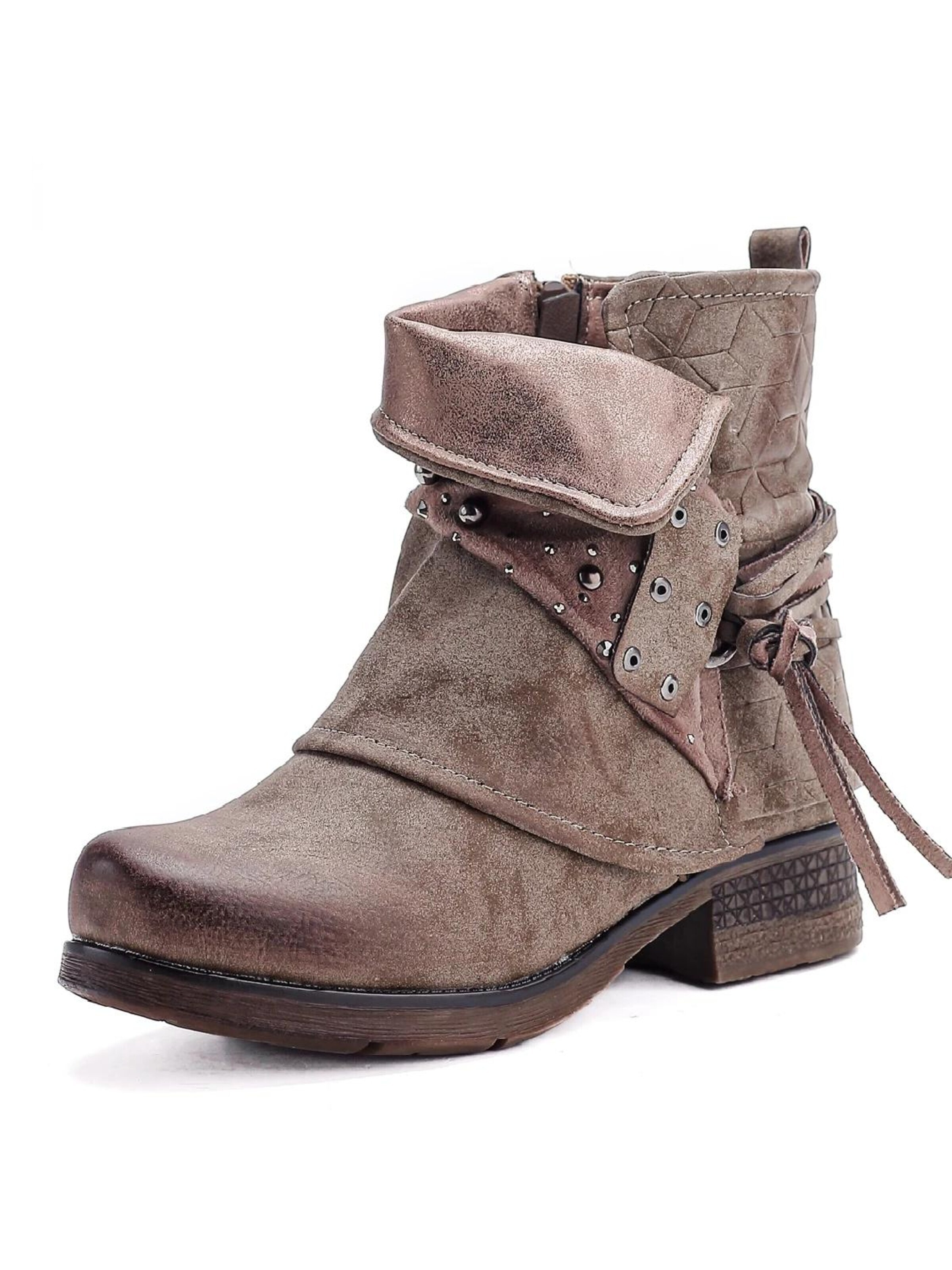 Pogolino Boots 'Damen Boots Nieten Biker Stiefeletten ST20' in Grey: front