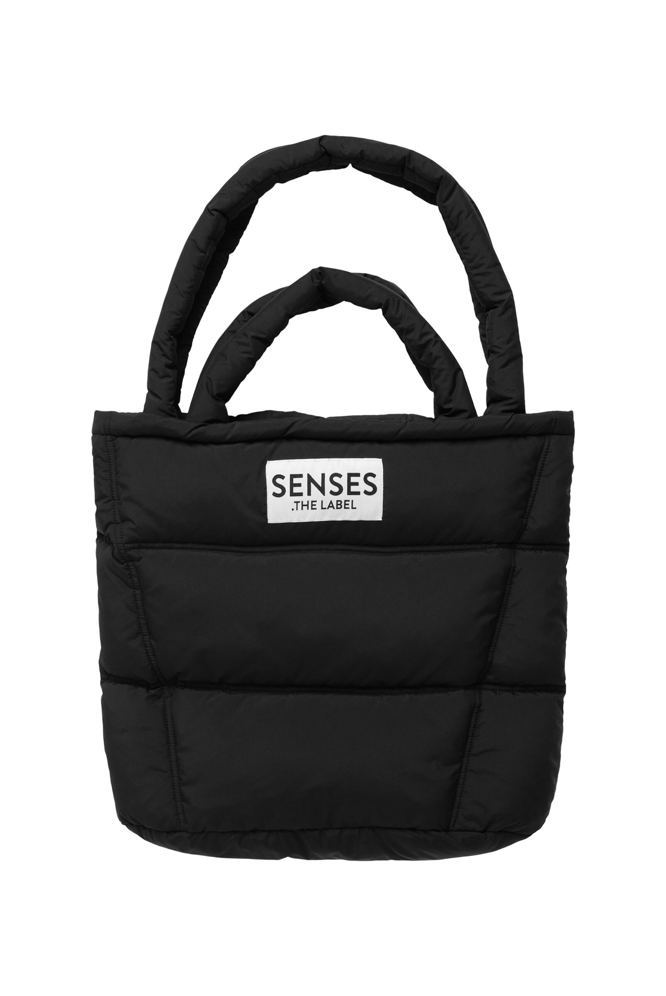 SENSES.THE LABEL Puffer Bag AL:VA mit Zipper in Schwarz: Vorderseite