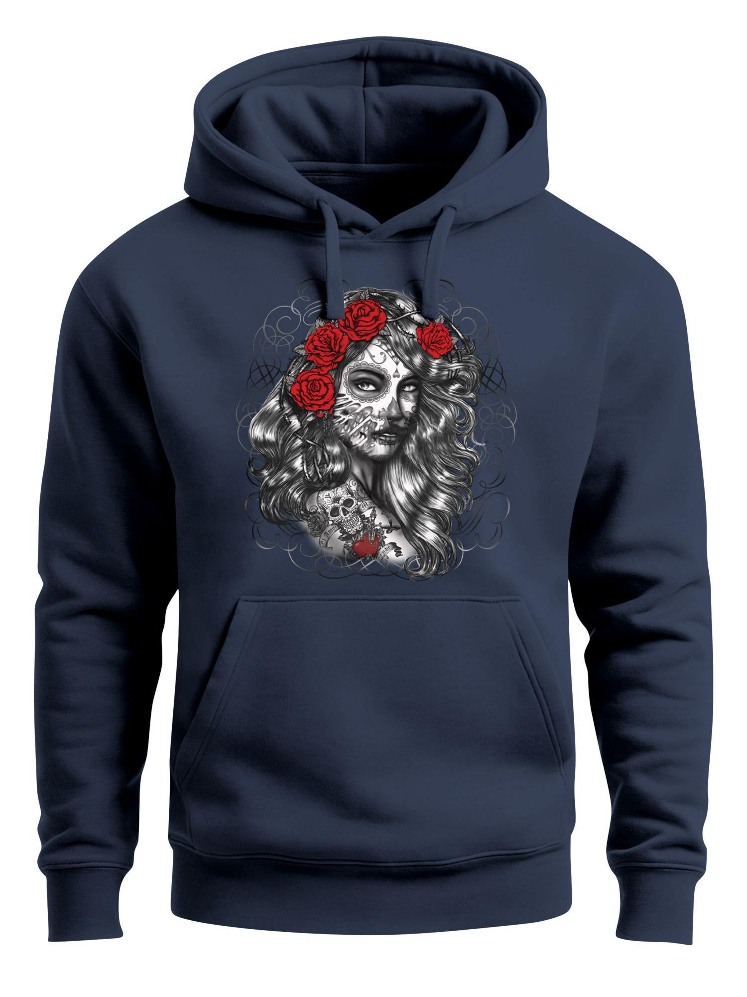 Neverless Sweatshirt 'Day of Dead' in Blue: front