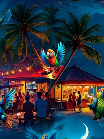 Hawaiihemdshop.de Regularny krój Koszula 'Hawaiihemd Party Parrots' w kolorze niebieski
