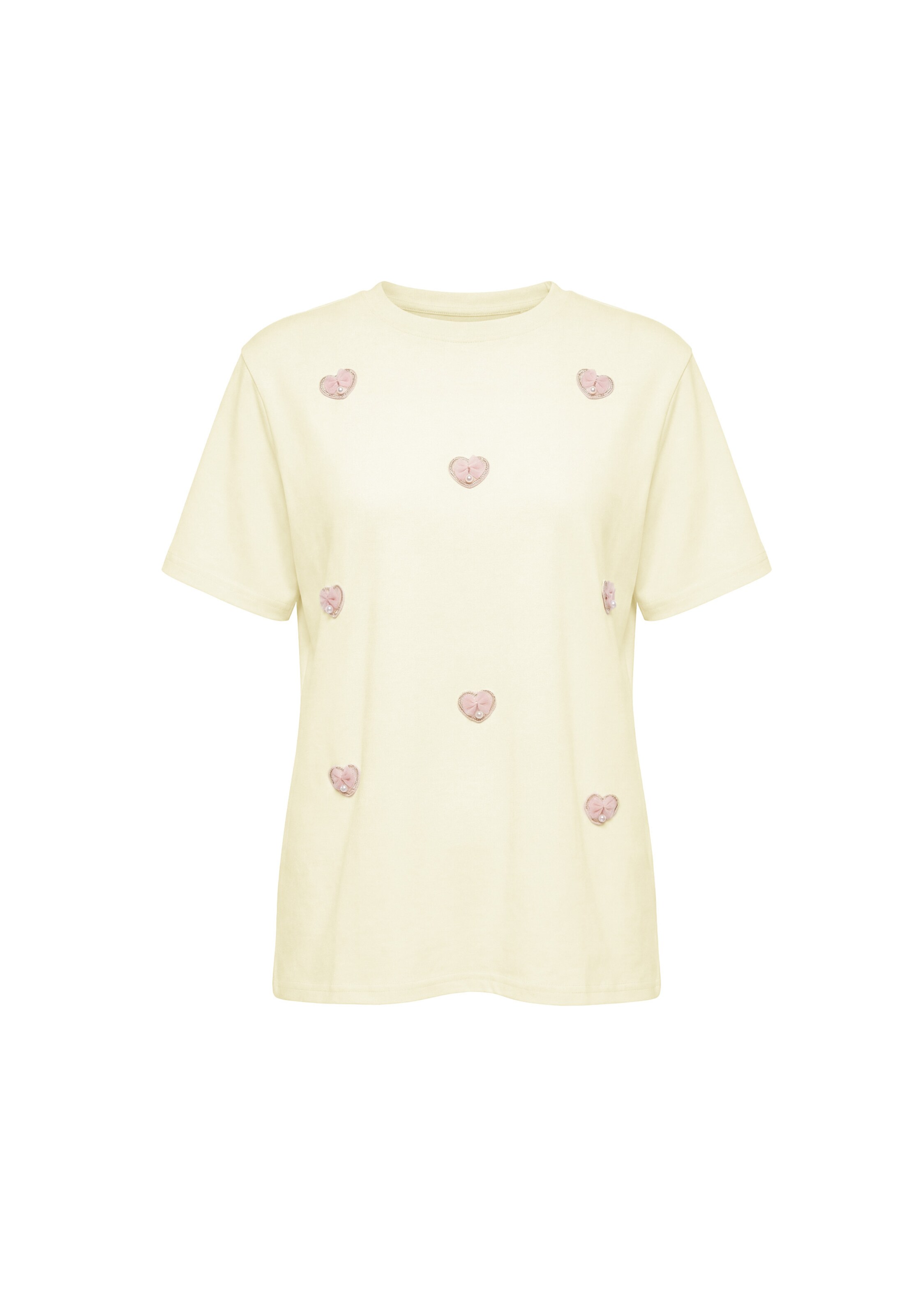 MYMO Shirt 'Pop' in S in de kleur Lichtgeel / Goud / Rosa / Parelwit, Productweergave