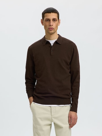 Pull-over 'SLHBerg' SELECTED en marron : devant