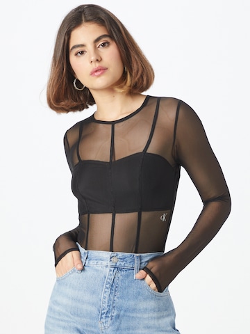 Calvin Klein Jeans Shirt Bodysuit in Black: front