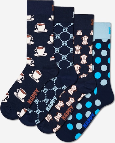 Kojinės 'Coffee' iš Happy Socks, spalva – tamsiai mėlyna / pastelinė mėlyna / ruda / balta, Prekių apžvalga