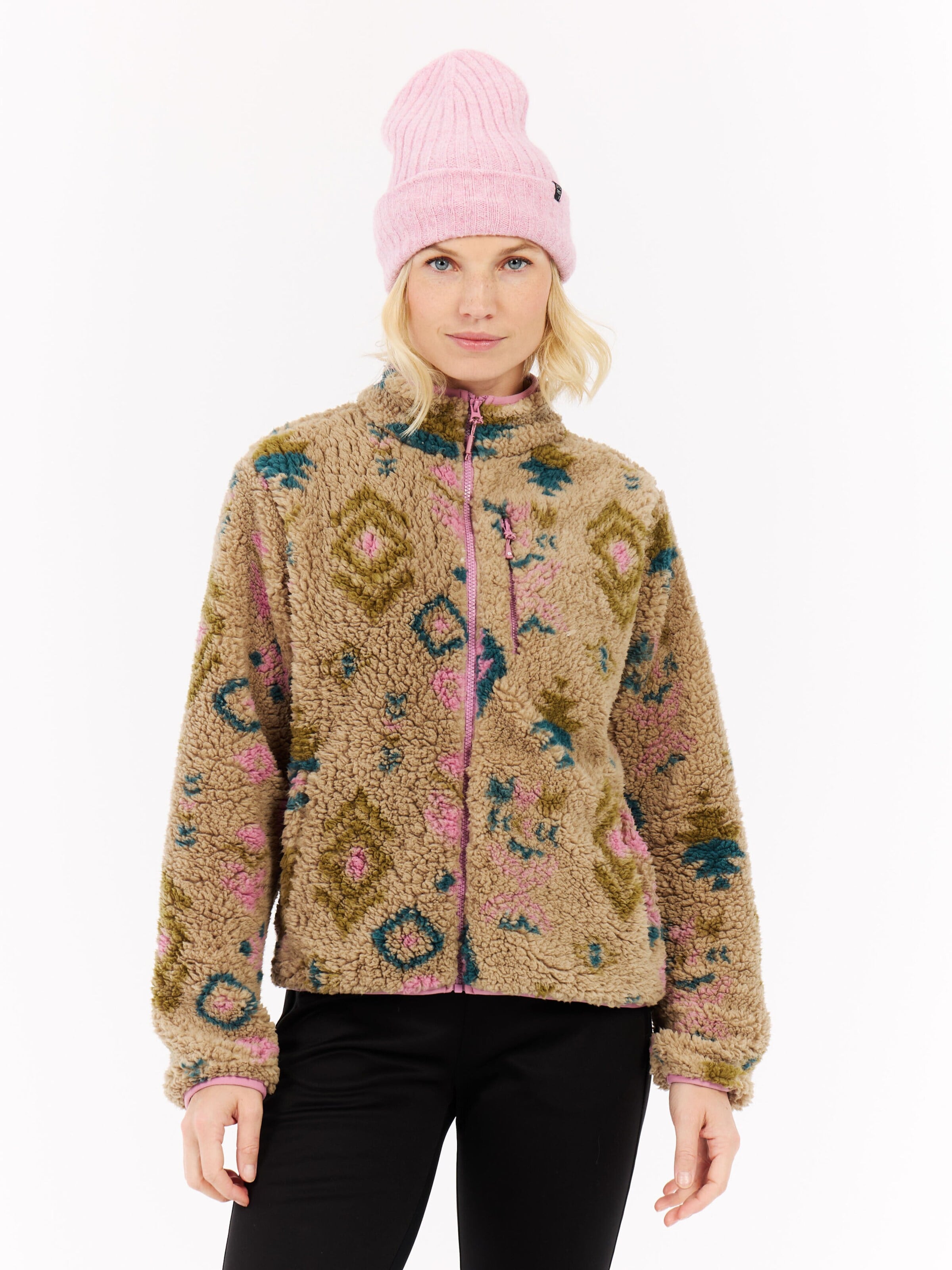 PROTEST Fleece Jacket 'Adele' in Beige: front