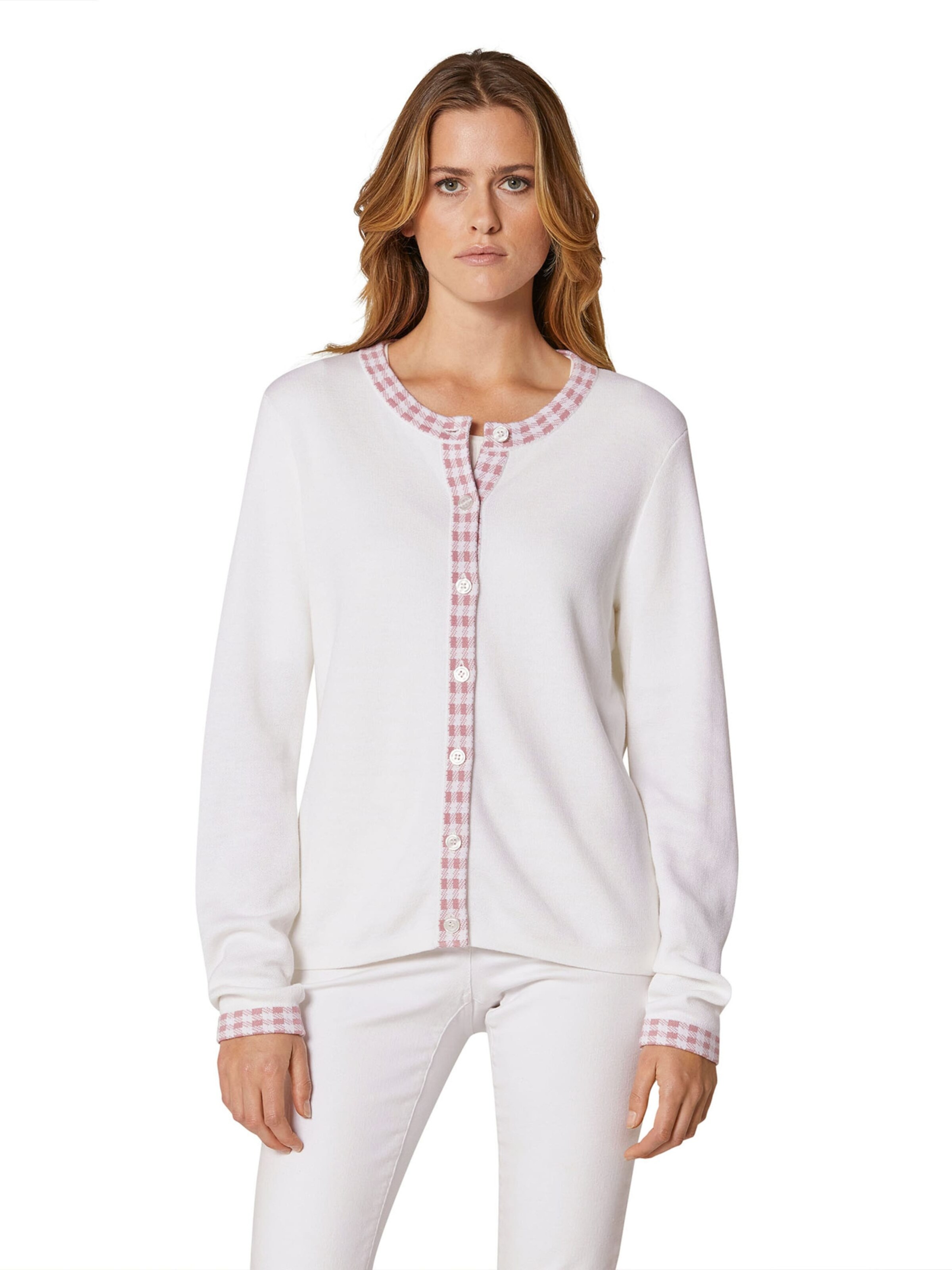 MADELEINE Gebreid vest in Wit: voorkant