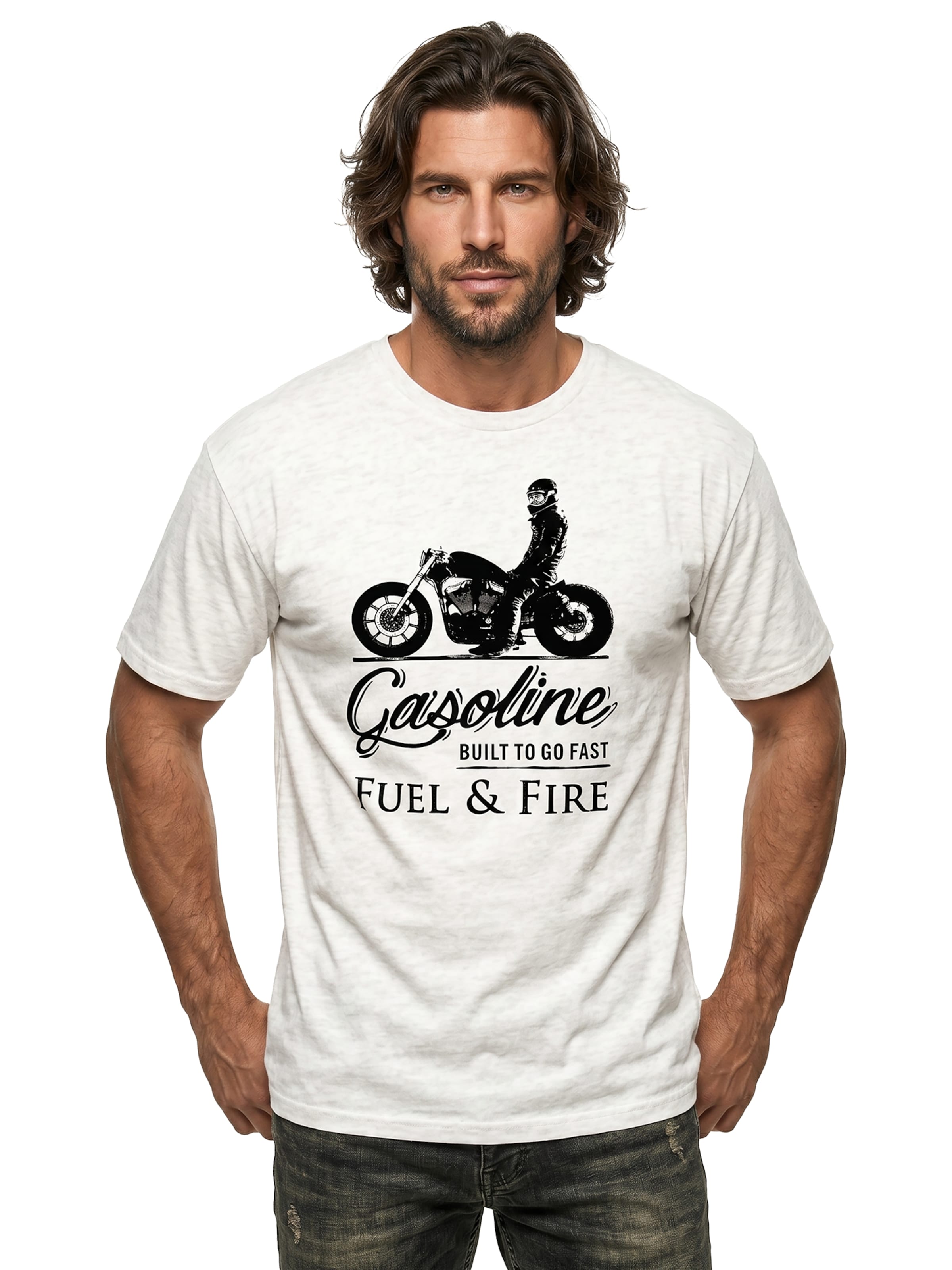 MAKAYA Shirt 'Gasoline Biker' in White