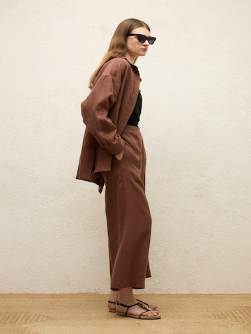 MANUKA Wide leg Broek in Bruin