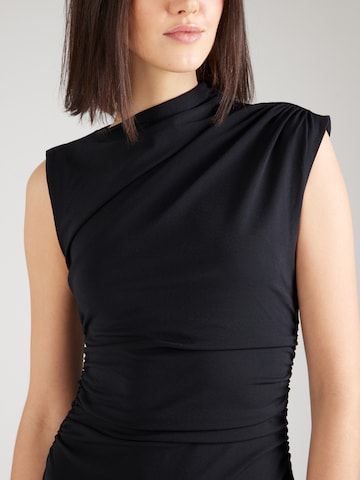 Abercrombie & Fitch Společenské šaty 'NOV3 PARTY MOCK NECK KNIT MIDI DRESS 1CC' – černá