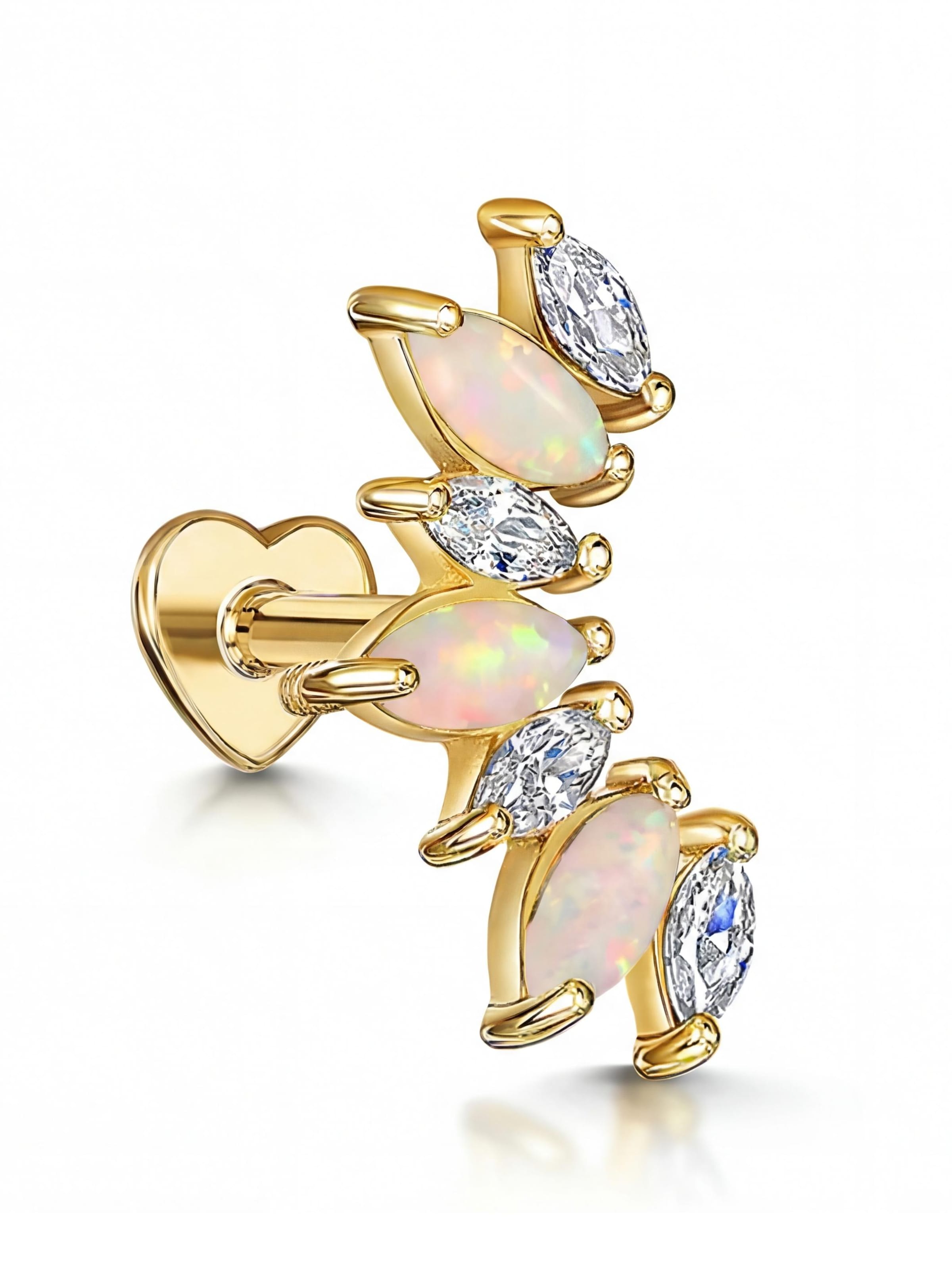 Kamiko - Joyería para piercing 'Opal Spark' en oro: frente