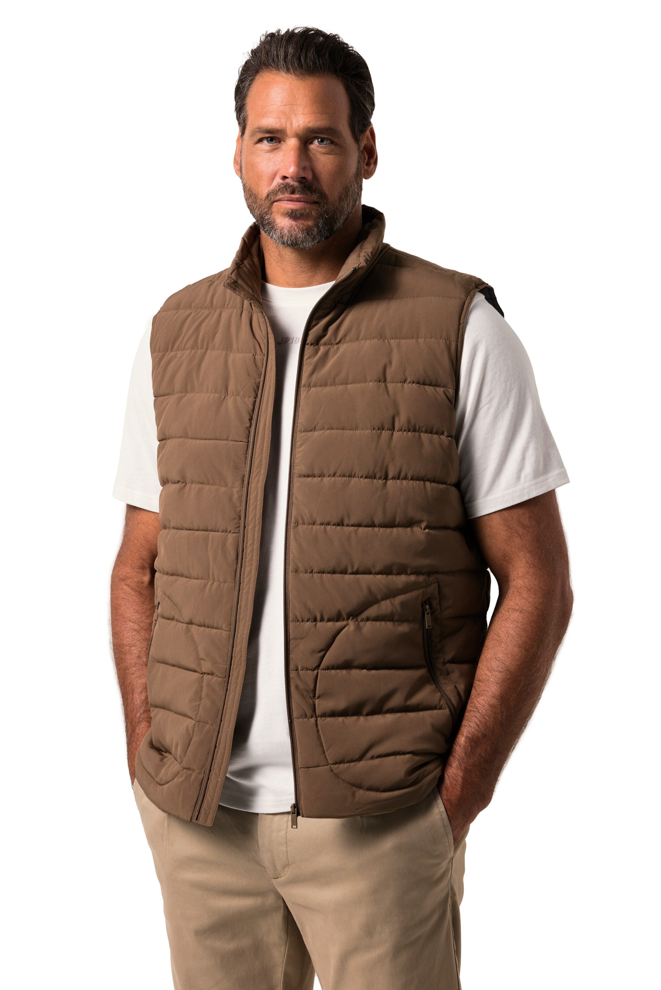 JP1880 Weste in Braun: Vorderseite