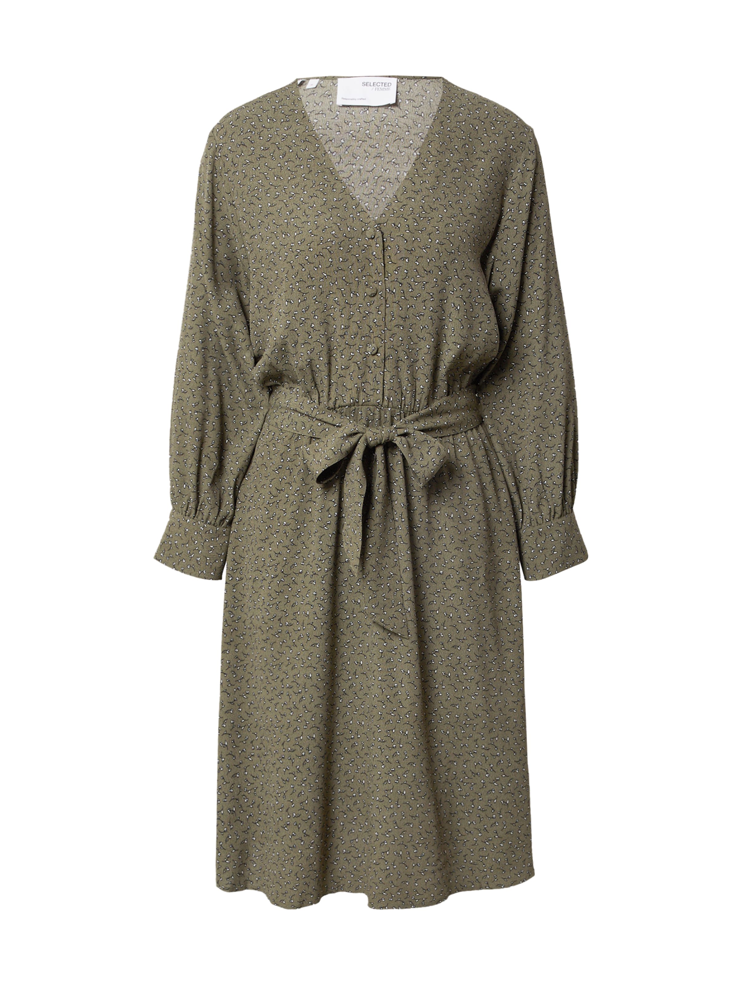 SELECTED Рокля тип риза 'Vienna' в зелено: отпред