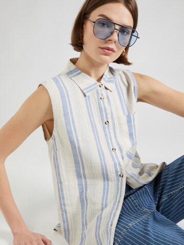 ICHI Blouse 'LINO' in Blue