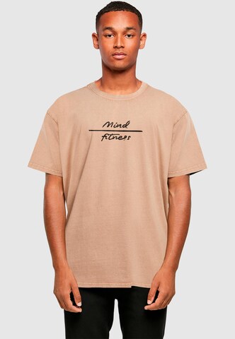 T-Shirt 'Mind Fitness' Merchcode en beige : devant