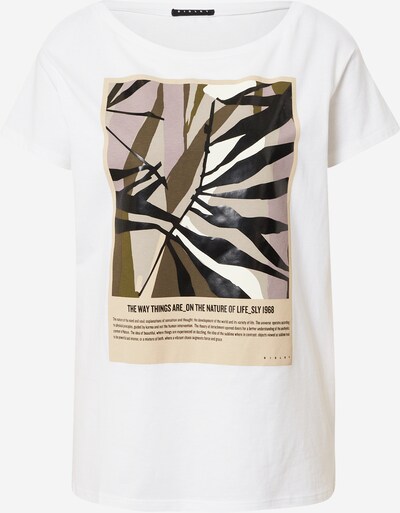 Sisley T-Shirt in hellbraun / oliv / pastelllila / schwarz / weiß, Produktansicht