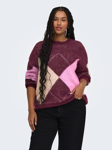 ONLY Carmakoma - Pullover 'CARNOEME' em roxo: frente