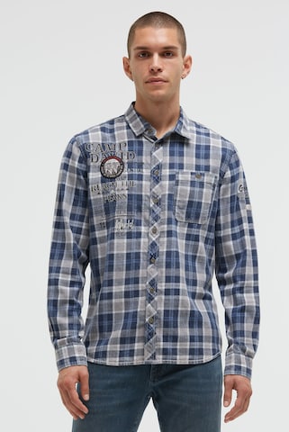 CAMP DAVID Regular Fit Karohemd mit Logo Artworks in Blau: Vorderseite