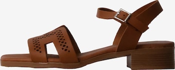 Oh my Sandals Sandaal 'Leder-Sandalen mit Absatz' in Bruin: voorkant