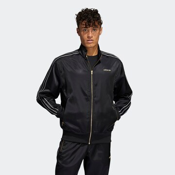 ADIDAS ORIGINALS Zip-Up Hoodie 'Firebird' in Black: front