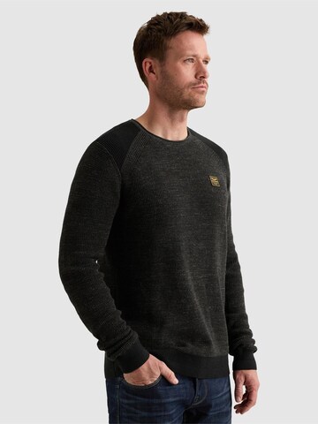 PME Legend Trui 'Pullover in cotton mélange with flight pocket' in Zwart