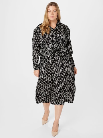 KAFFE CURVE Shirt Dress in Black: front