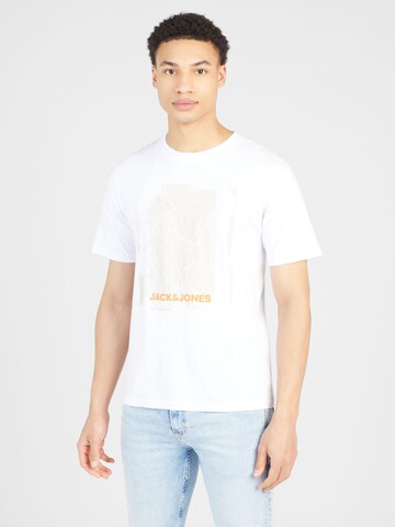 JACK & JONES Shirt 'CITY MAP' in White: front