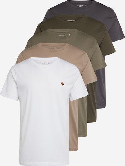 Abercrombie & Fitch T-Shirt en beige foncé / sapin / noir / blanc, Vue avec produit