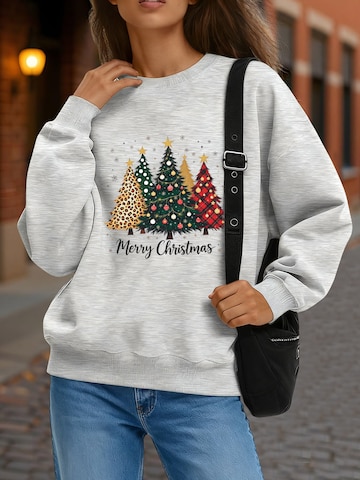GORHEY Trui 'Crew neck sweater mit Christmas Print' in Grijs: voorkant