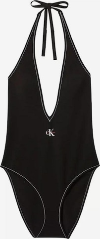 Calvin Klein Jeans Triangel Badpak 'PLUNGE ONE PIECE LV00Q61216' in Zwart: voorkant