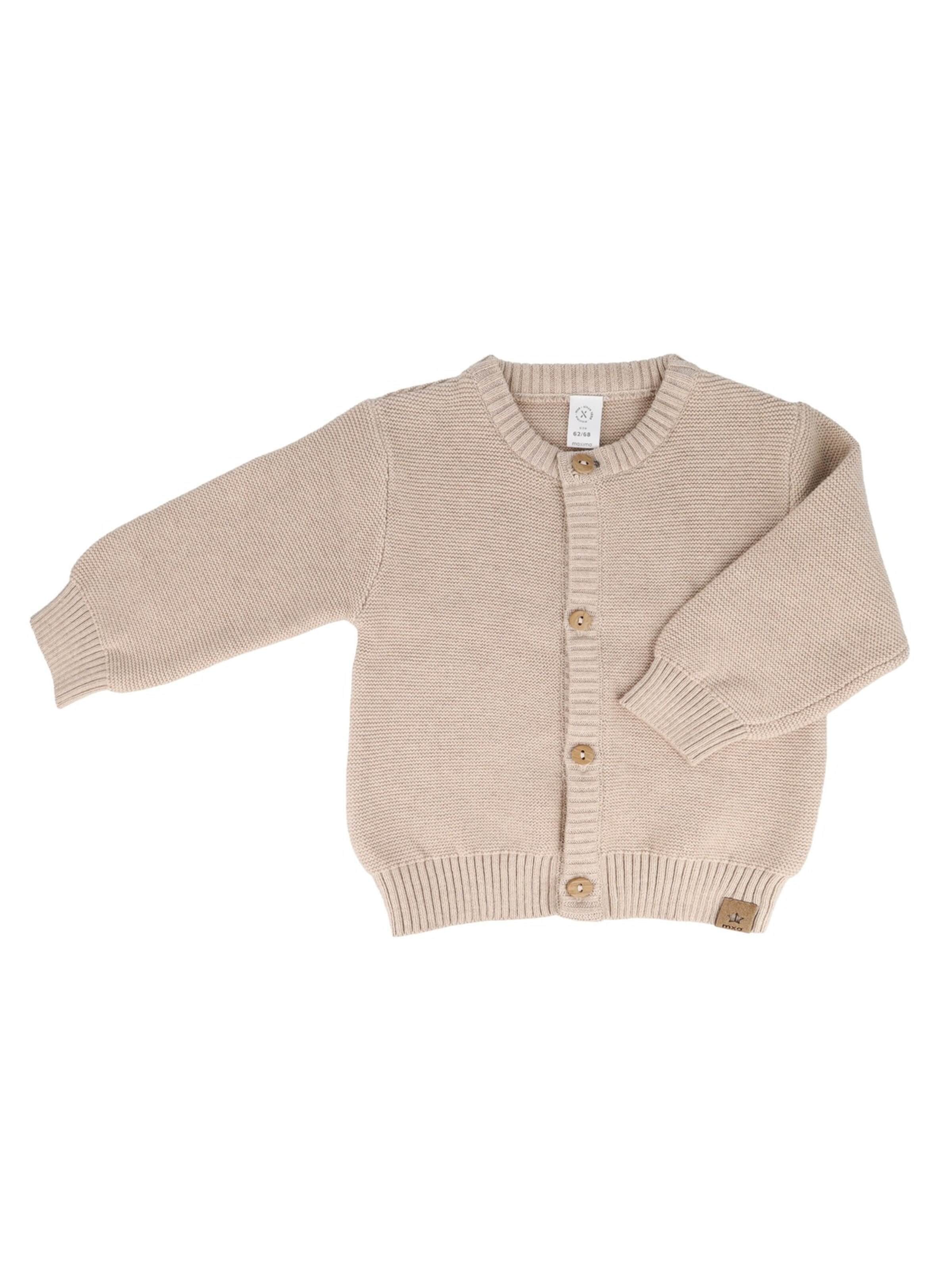 MAXIMO Strickjacke 'GOTS BABY-Strickjacke, Knöpfe'‌ in Beige: Vorderseite
