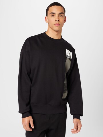 Calvin Klein Jeans Sweatshirt 'BRUSHSTROKE' i svart: forside
