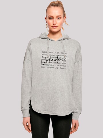 F4NT4STIC Sweatshirt 'Valentine Herz Hugs Kisses Love Flowers Joy' in Grijs: voorkant