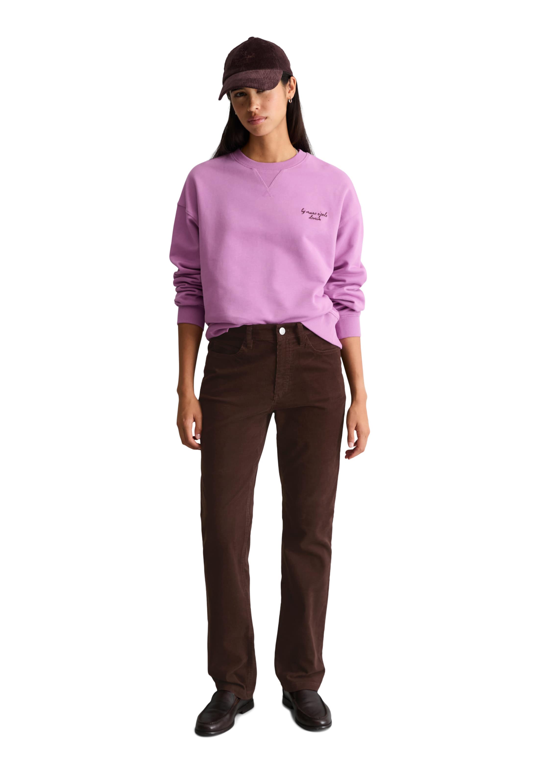 Marc O'Polo DENIM Regular Trousers 'Olina' in Brown: front