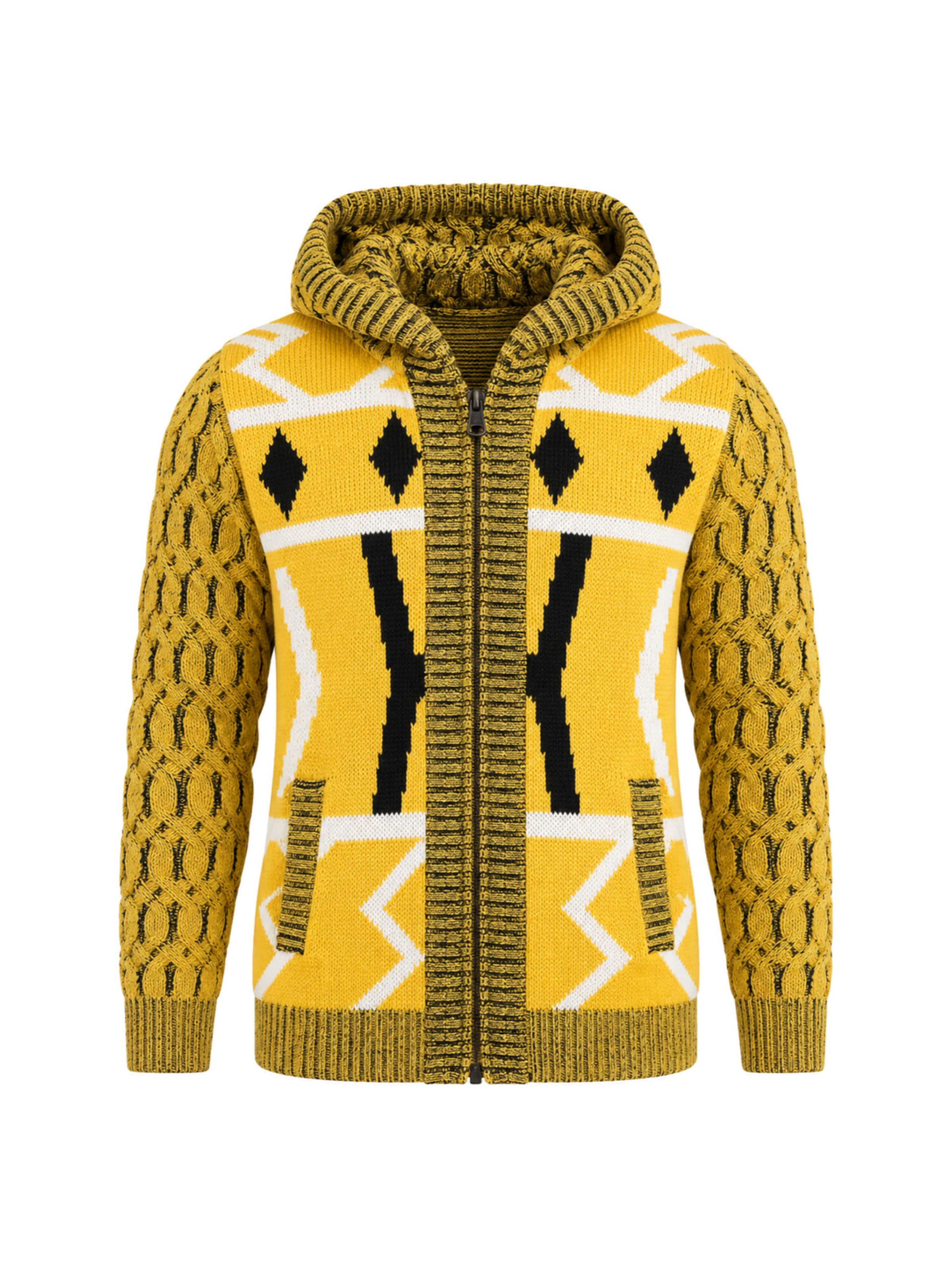 CIPO & BAXX Strickjacke mit Kapuze in Gelb: Vorderseite