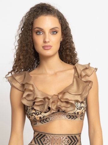 JIORO Triangel Bikinitop 'GOLDEN STRIPES' in Gemengde kleuren