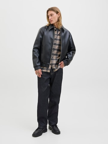 JACK & JONES Comfort fit Button Up Shirt 'JJJames' in Beige