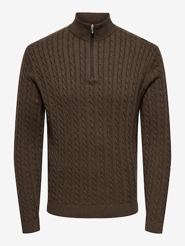 Pull-over 'ONSLoui' Only & Sons en marron : devant