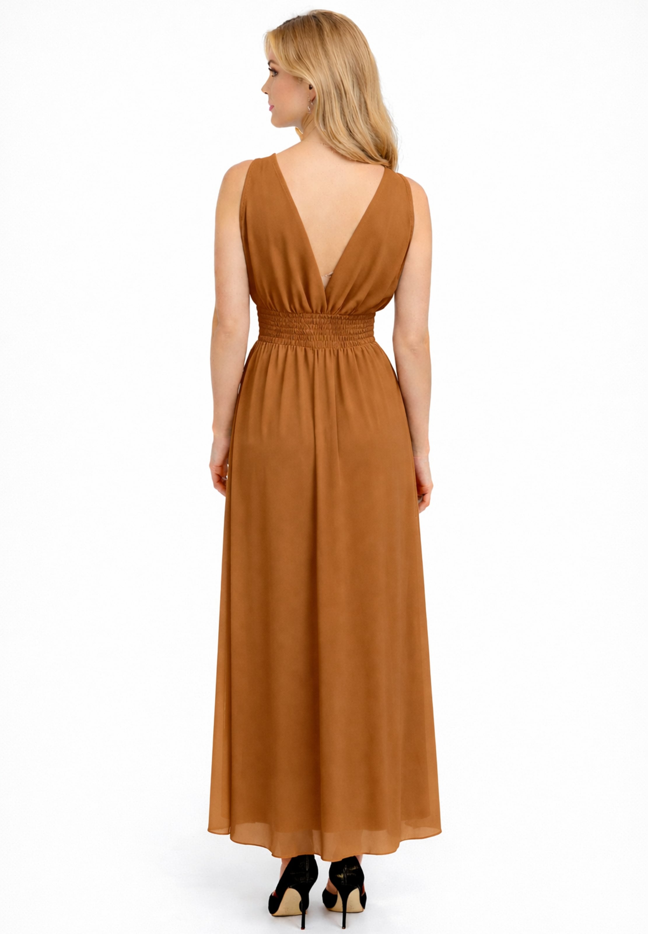 Robe de soirée Elara en marron
