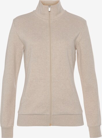 BENCH Zip-Up Hoodie in Beige: front