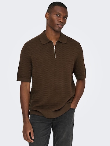 Only & Sons Sweater 'ONSMenu' in Brown: front