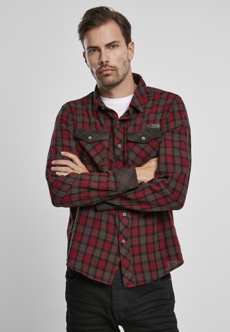 Brandit Comfort fit Button Up Shirt in Red: front