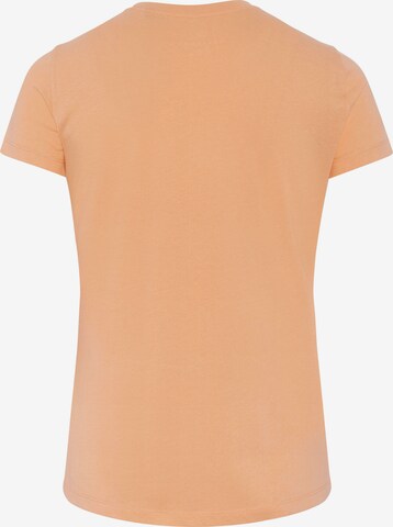 Oklahoma Jeans T-Shirt ' mit floralem Label-Akzent ' in Orange