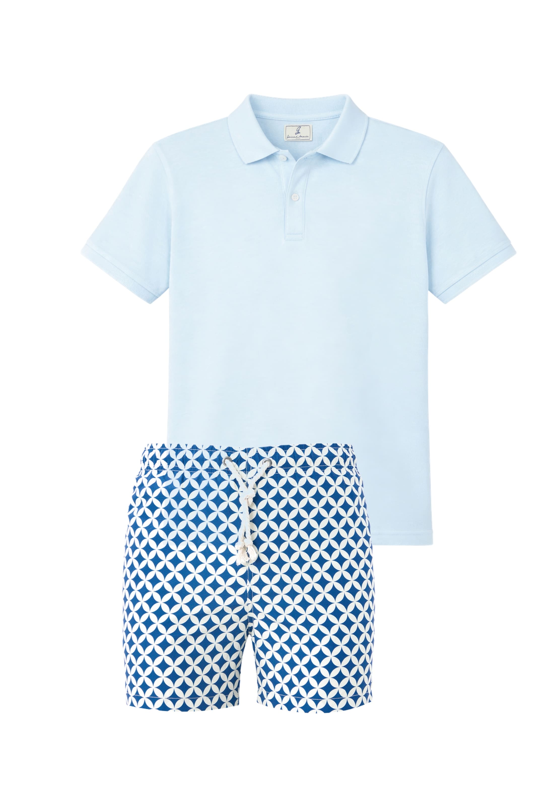 Gassa d'Amante Badeshorts & Polo-Shirt 'Amalfi' in Blau: Vorderseite