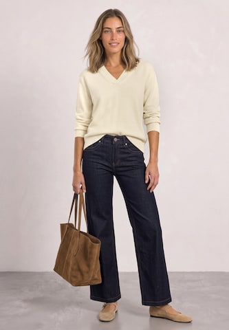 STREET ONE Langarm Pullover mit V-Ausschnitt in Beige