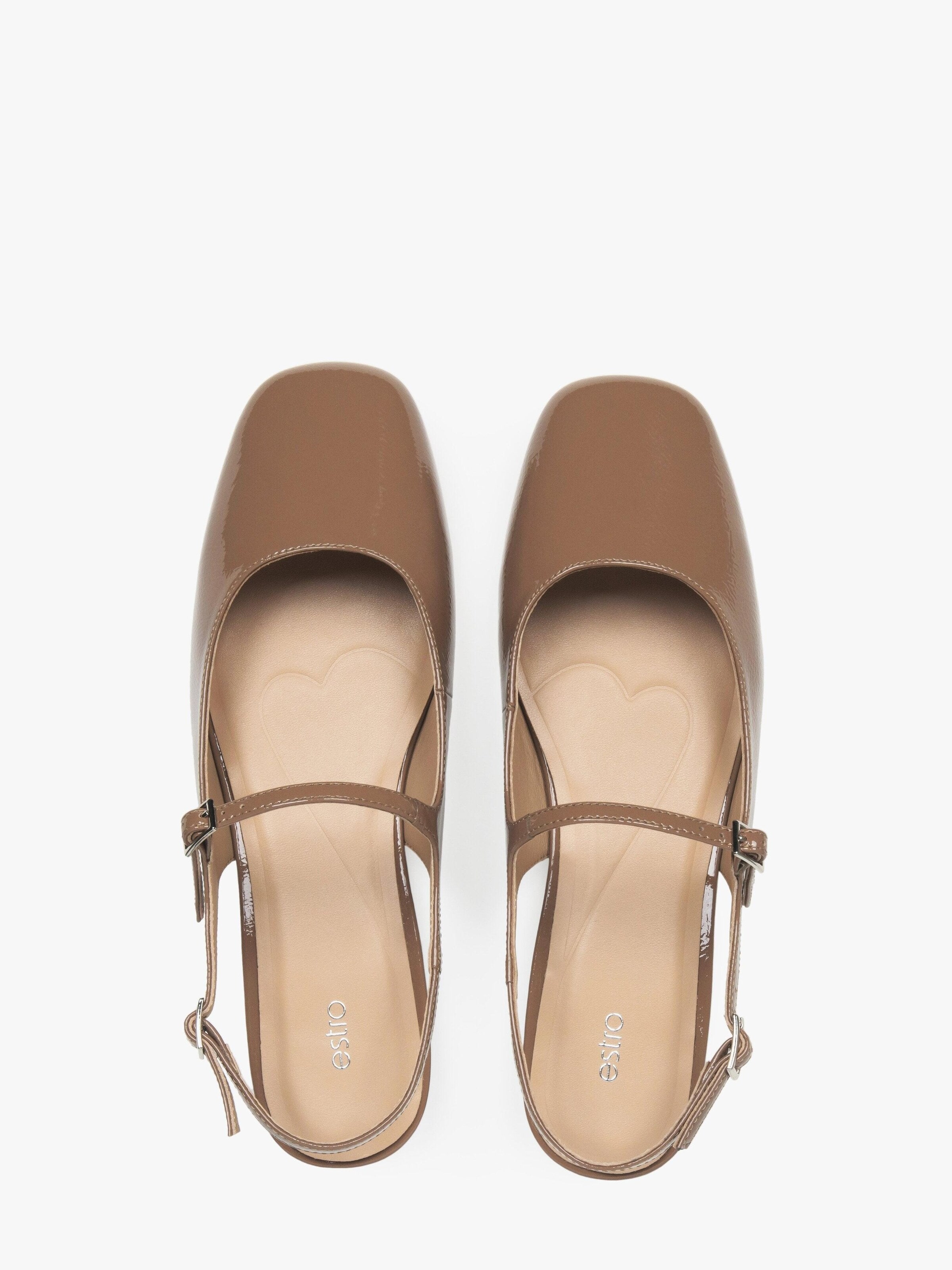 Estro Ballet Flats with Strap '501-02' in Brown