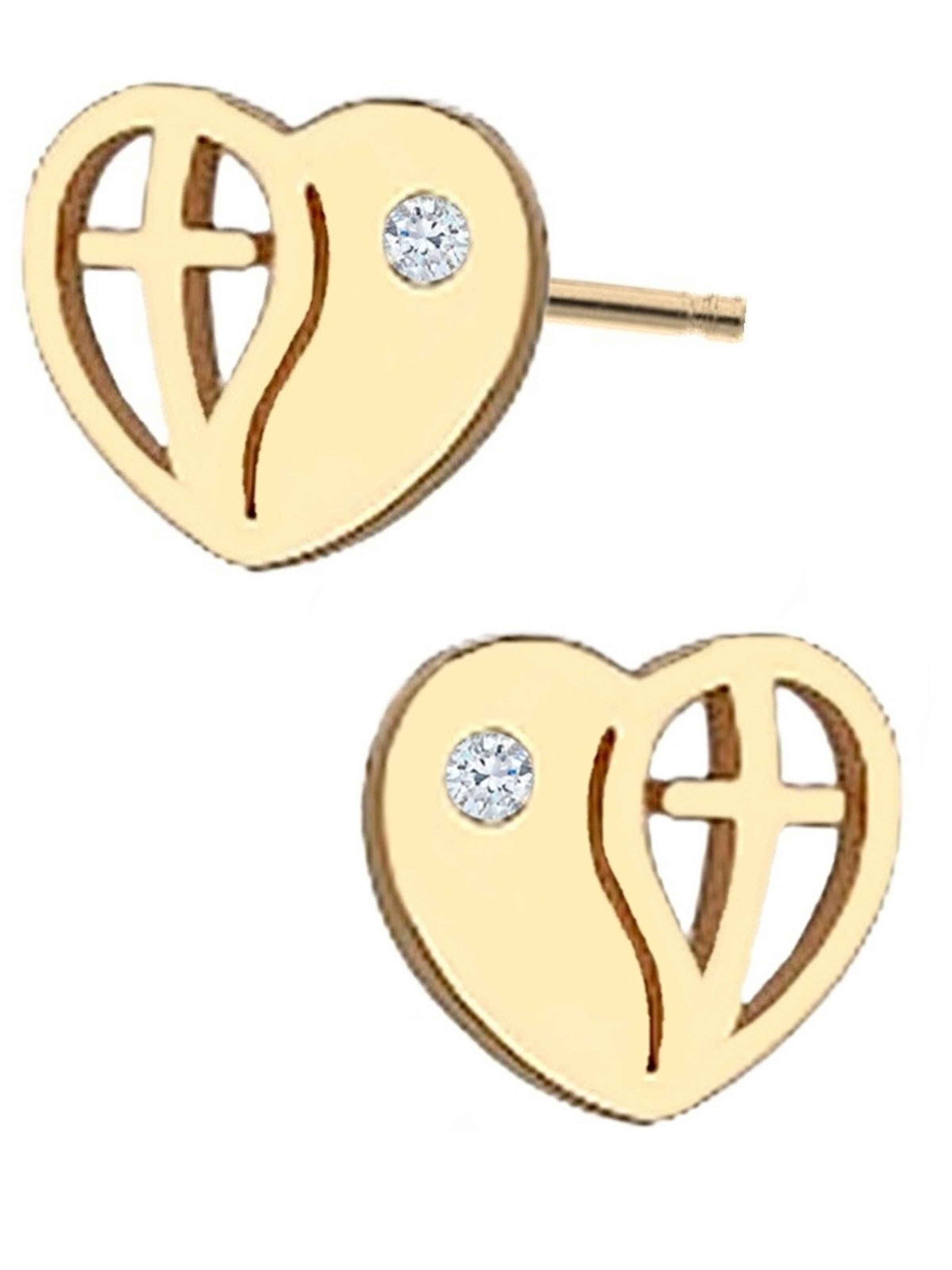 Goldene Hufeisen Earrings 'Kreuz Herz' in Gold, Item view