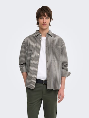 Only & Sons - Ajuste confortable Camisa 'ONSTHOMPSON' en marrón: frente