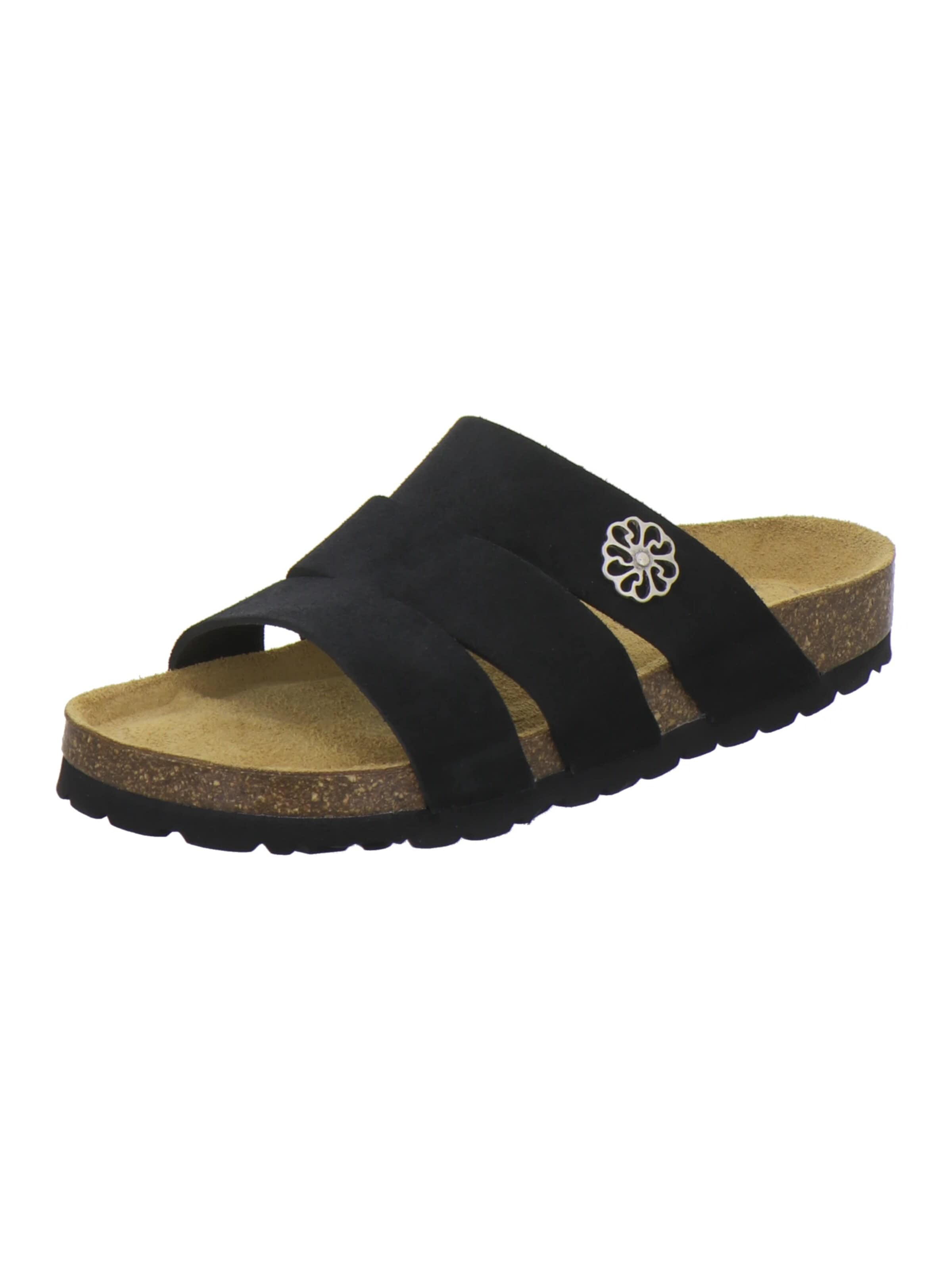 AFS-Schuhe Pantolette 'Pantoletten Damen schwarz Veloursleder'‌‌‌‌‌ in Schwarz: Vorderseite