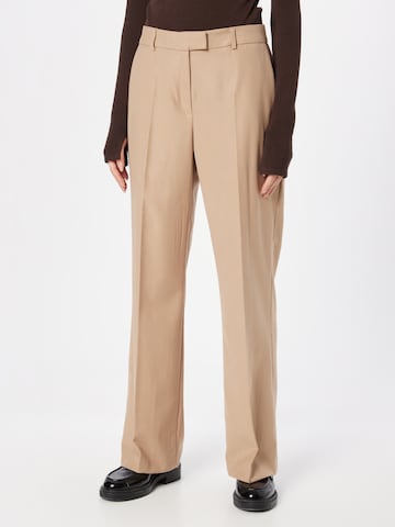 Wide Leg Pantalon à plis 'Charlotte' s.Oliver BLACK LABEL en beige : devant