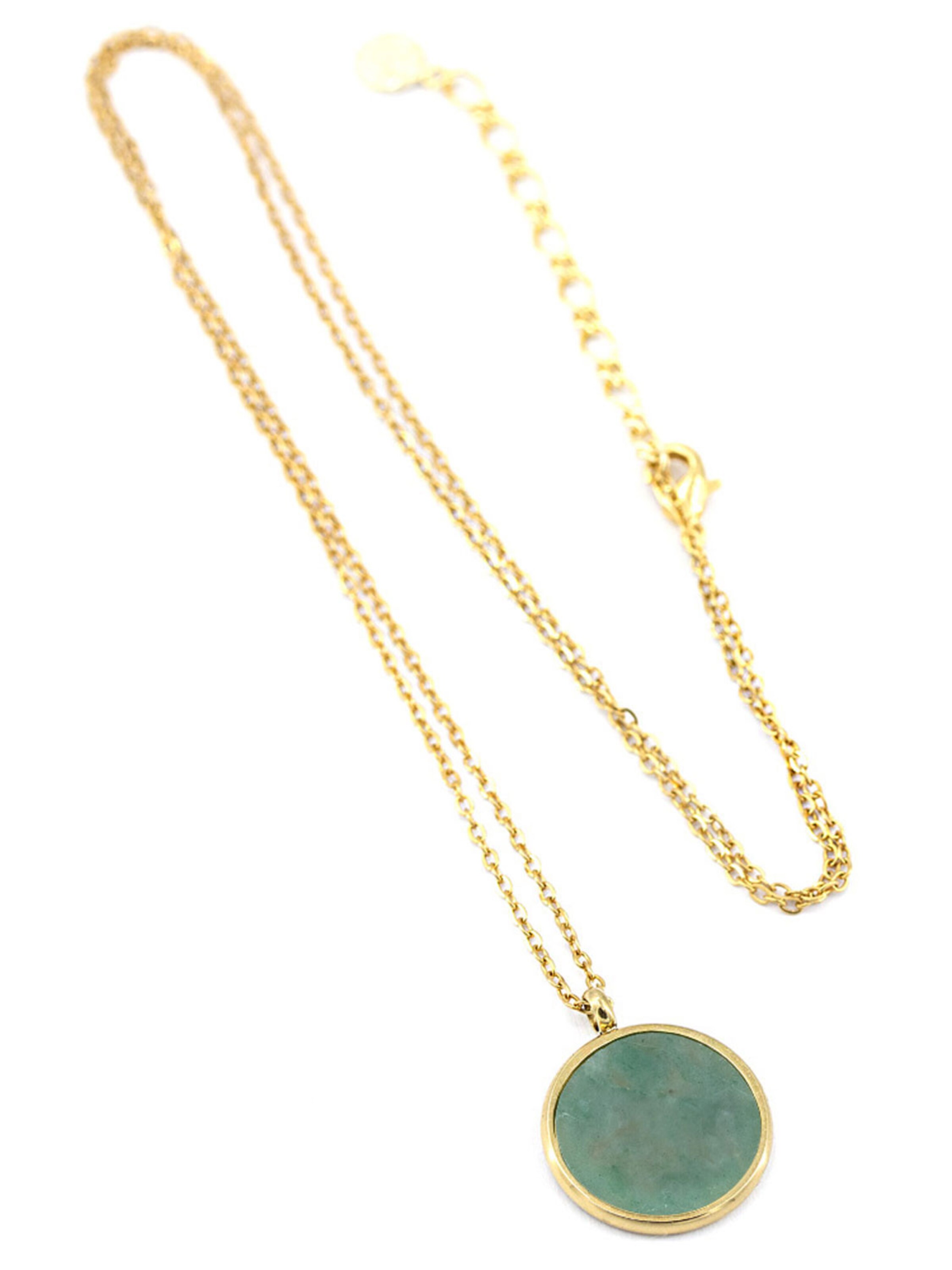 Sergio Engel Kette 'Beach Kette 02 Vergoldete Edelstahlkette mit Natursteinanhänger'‌‌‌‌‌‌ in Grün: Vorderseite